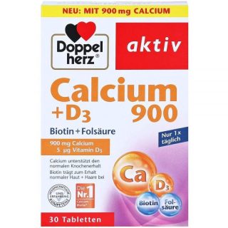多寶雙心Doppelherz 活性鈣900mg+D3+生物素+葉酸營養片 30粒