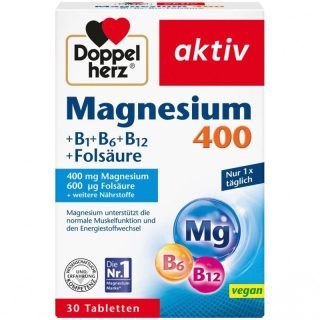 多寶雙心Doppelherz 鎂 400+維他命B群(B1+B6+B12)+葉酸 30 粒